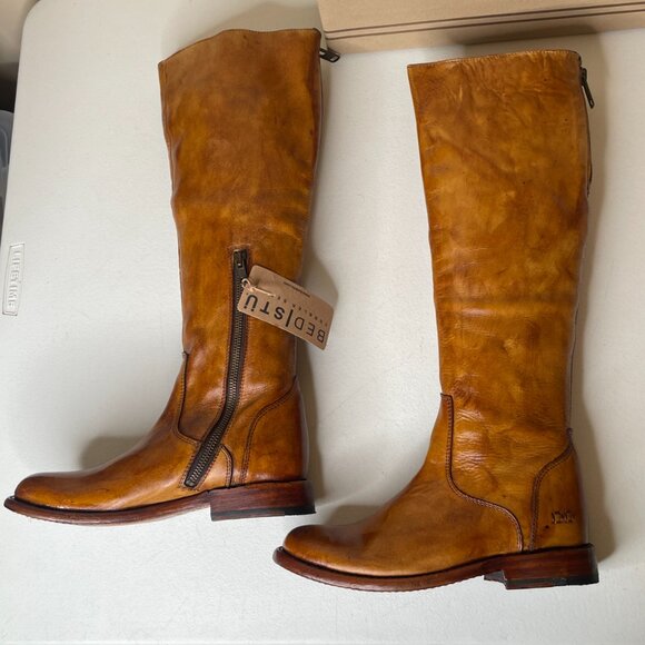 BED STU Tess Tan Leather Tall Riding Boots BedStu Size 7 - Picture 5 of 16